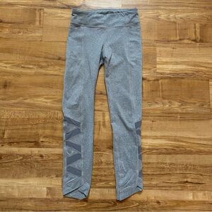 Athleta Girl 12 Gray Mind The Mat Dance Gymnastics Tights Leggings Mesh Panels L